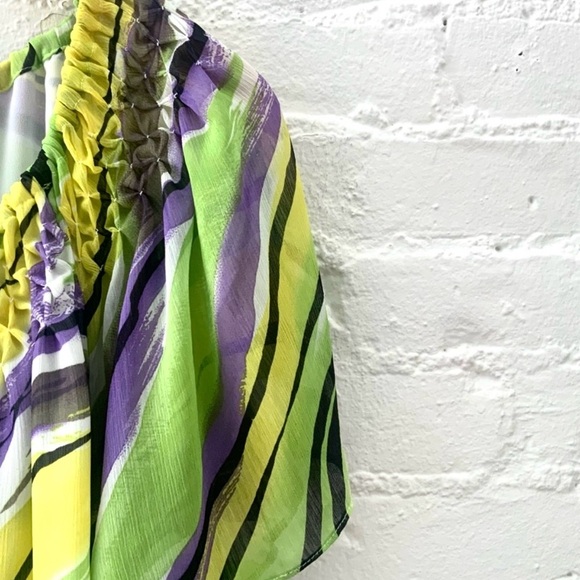 Laura Ashley Colorful Flowy Top Blouse Size 3X Womens Yellow Green Purple - Picture 4 of 12